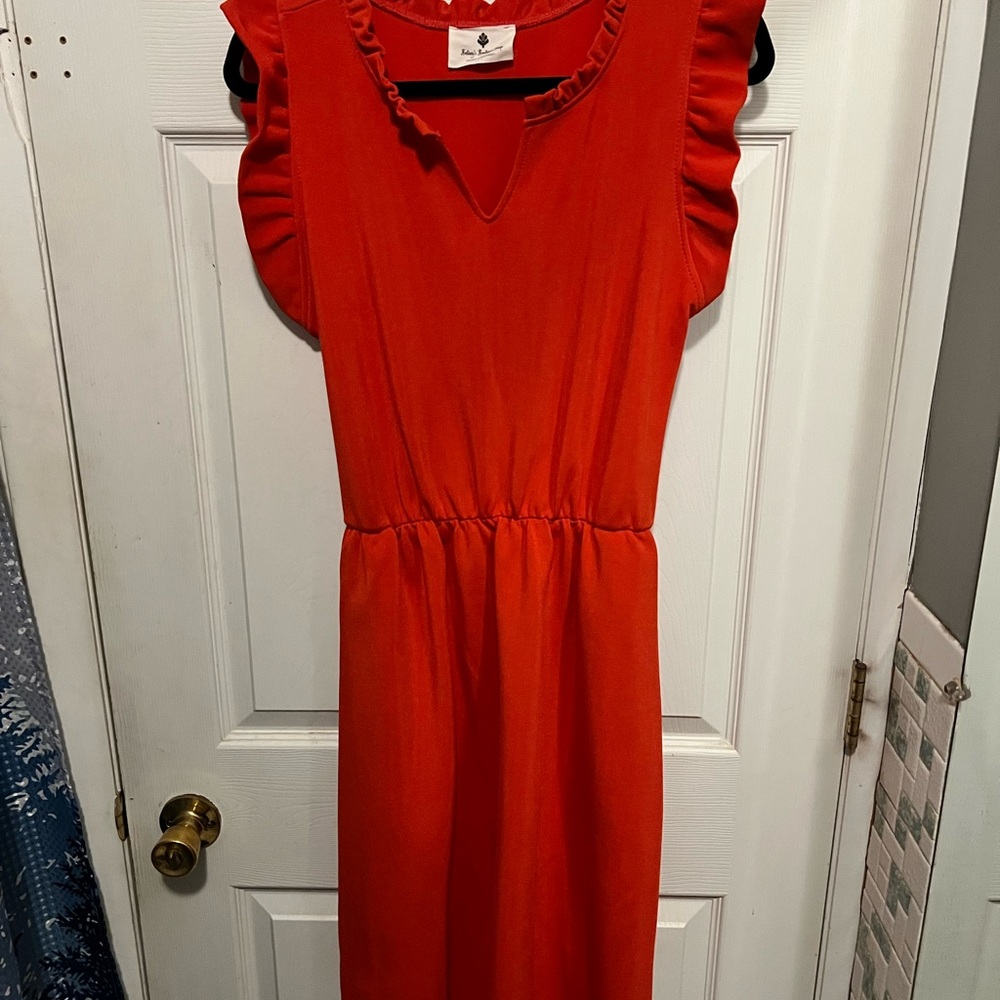 Elegant Red Ruffle Sleeve Dress-Betsy’s Boutique-NWOT